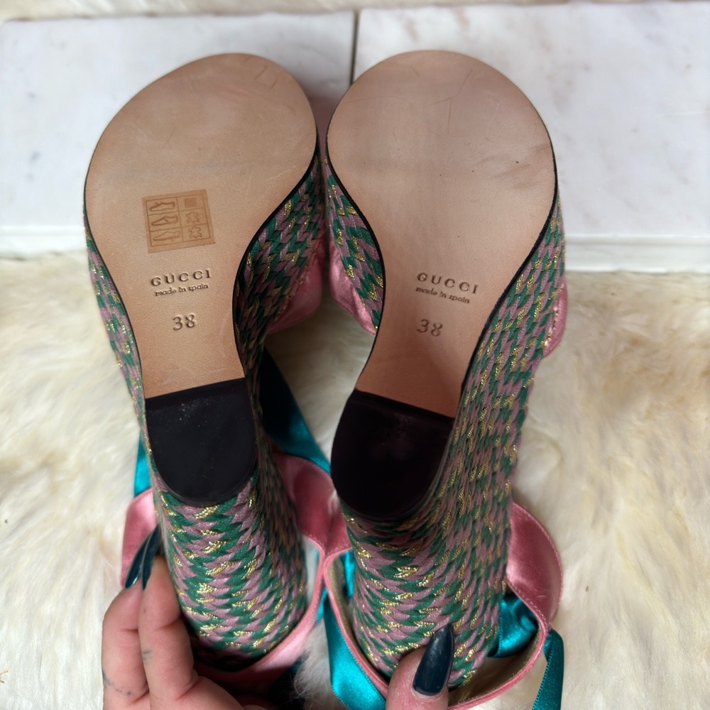Gucci Satin Ribbon Espradille Wedge size 38 - Picture 6 of 11
